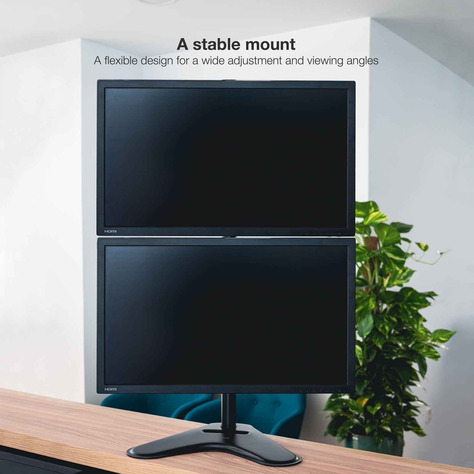 Tooq Soporte De Mesa Para 2 Monitores En Vertical De 17"-32" - Giratorio E Inclinable - Peso Max 9kg X Brazo - Vesa
