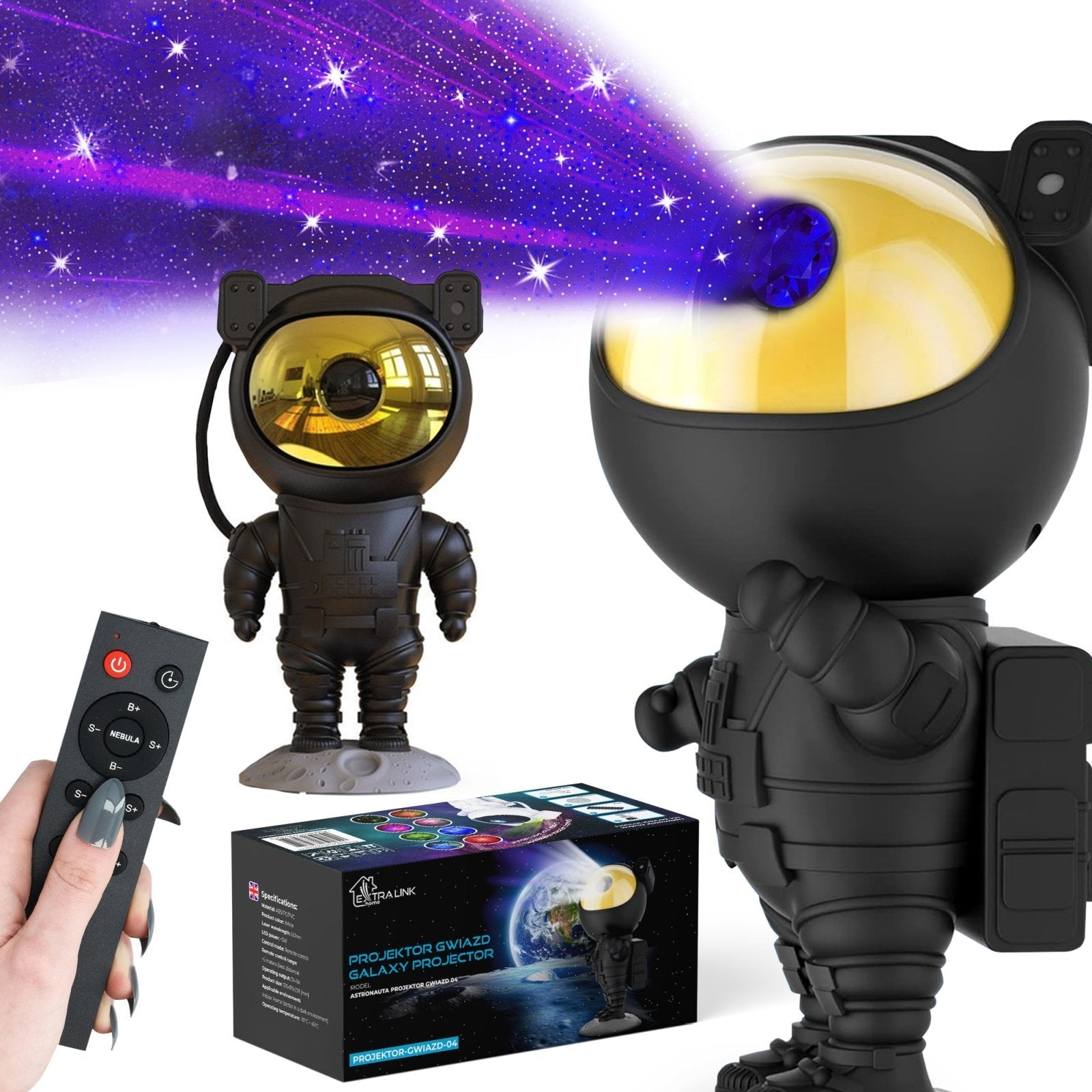 Extralink Home Astronauta Black Projektor Gwiazd 04