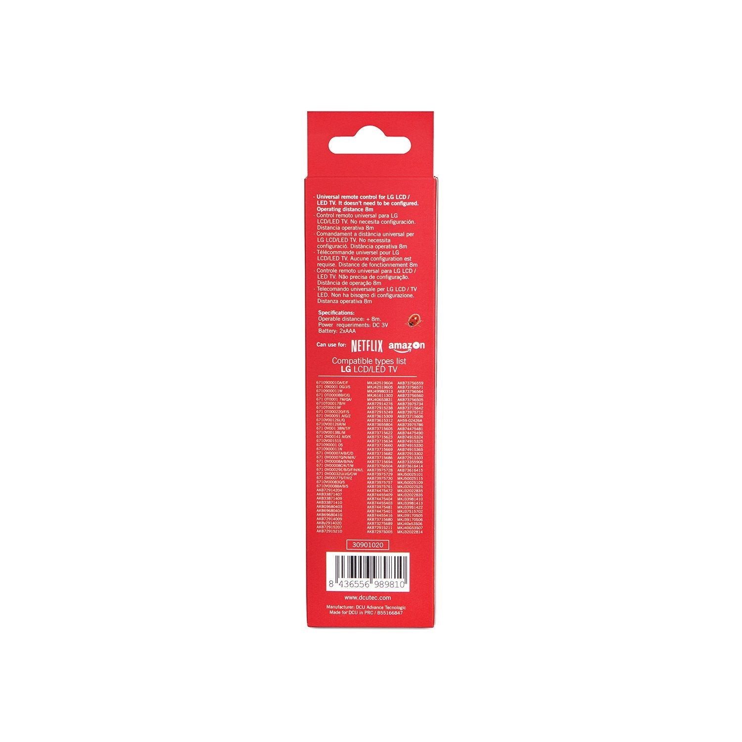 Dcu 30901020 Mando A Distancia Universal Para Televisores Lg Lcd/Led