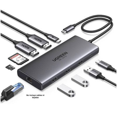 Ugreen Usb-C Hub 100w Pd Gris, 10-In-1