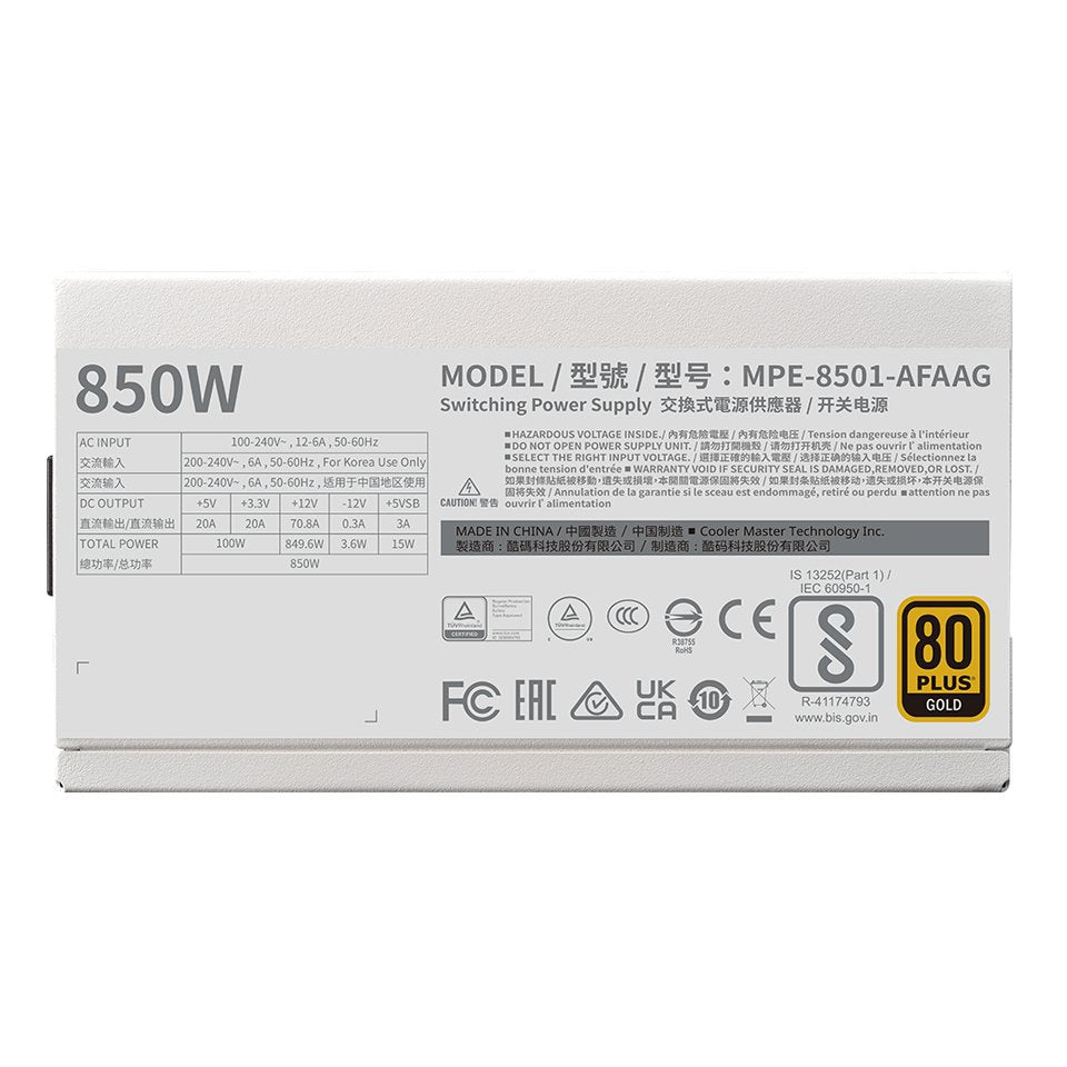 Cargador Mwe Gold 850 V2 Atx 3.1 White Edition, 80+ Gold