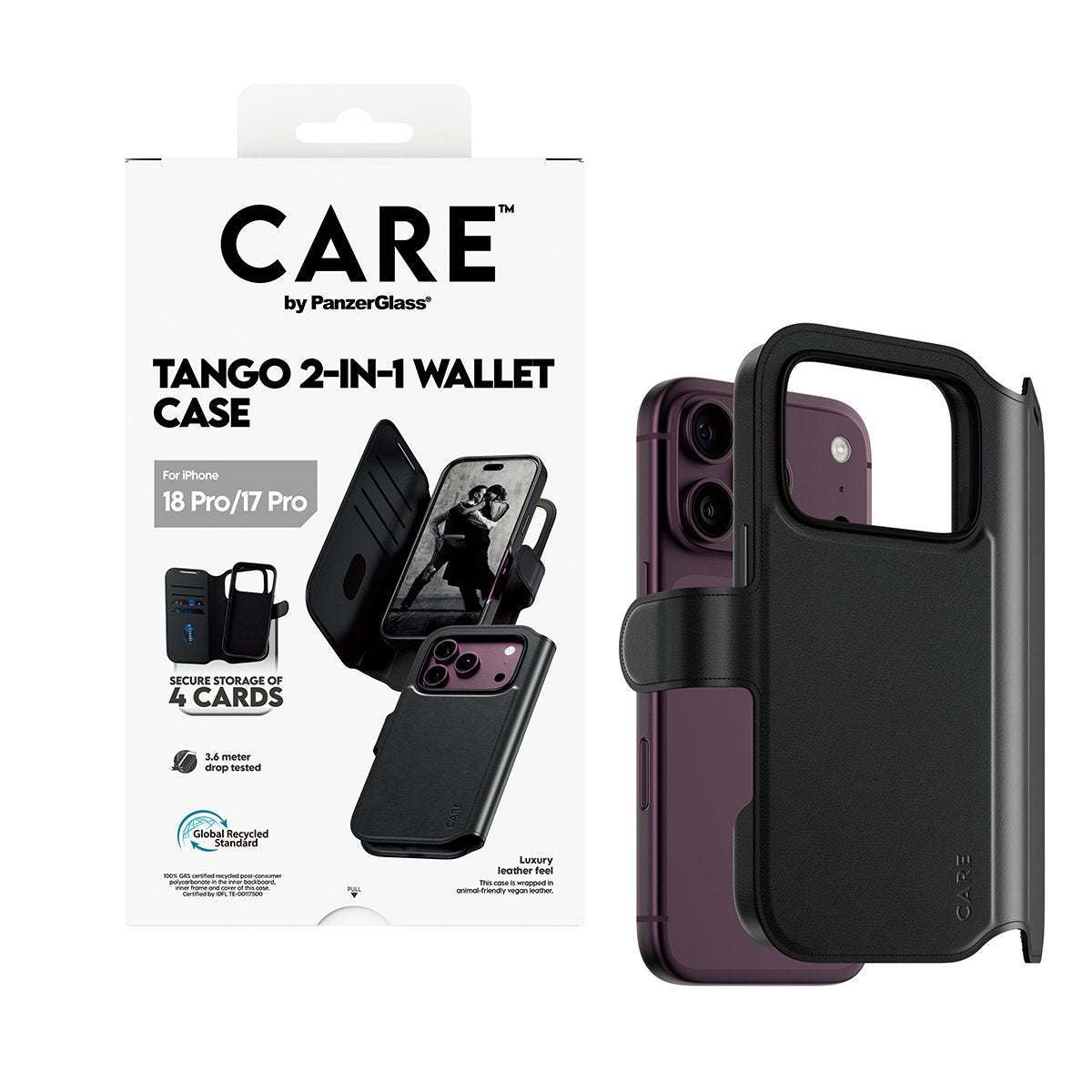 Panzerglass Care By ® Tango 2-In-1 Wallet Case Negro M. Magsafe Iphone 2026 Pro  17 Pro, Cover, Apple - Iphone 2026 Pro, Apple - Iphone 17 Pro, Transparente
