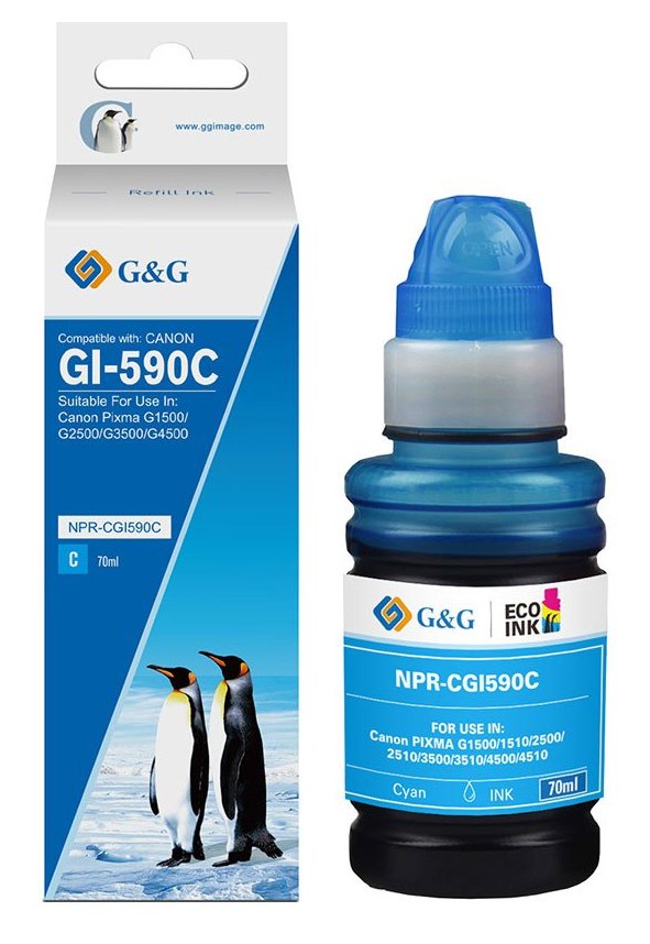 G&G Tinta De Recarga Komp. M. Canon Gi-590c/1604c001 Cy(70ml)