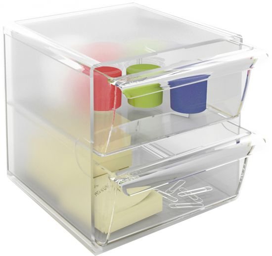 Archivo 2000 Organizador Archicubo 2 Cajones 190x150x150 Mm Cristal Transparente