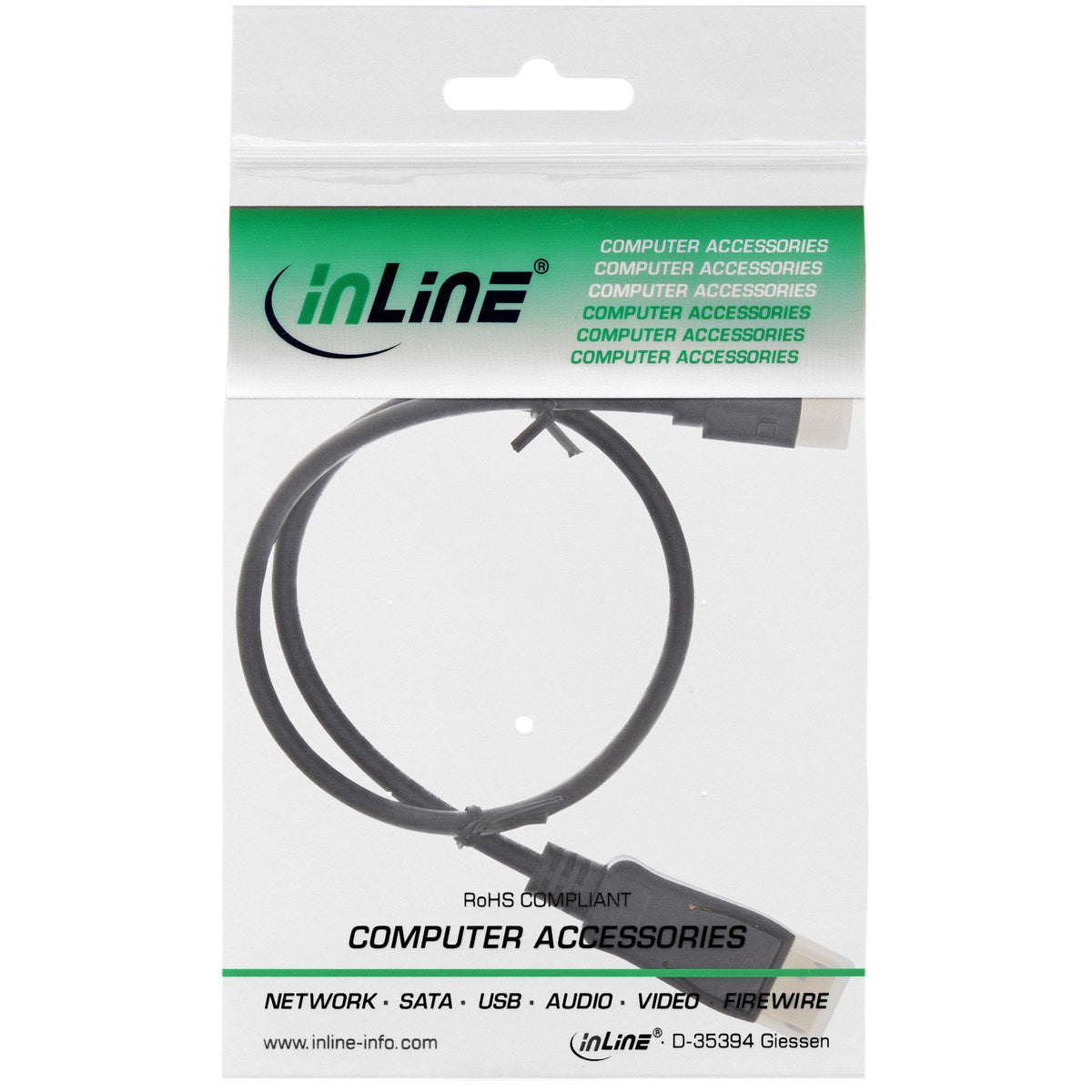 Cable Inline Mini Displayport A Displayport Negro 0,3 M
