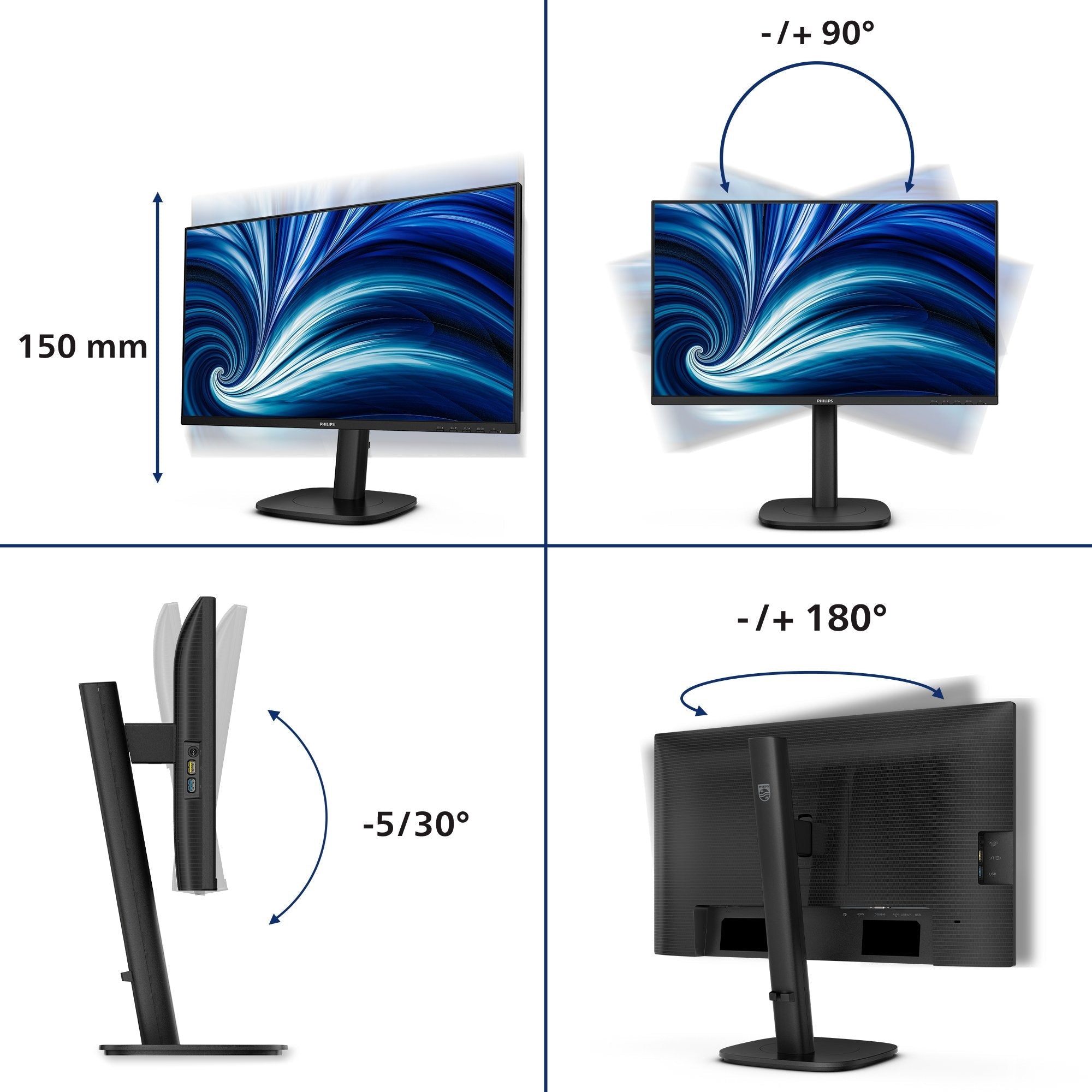 EAN 8721038002270 - Philips 3000 series 24B2N3200J/00 pantalla para PC 60,5 cm (23.8") 1920 x 1080 Pixeles Full HD LCD Negro imagen 4