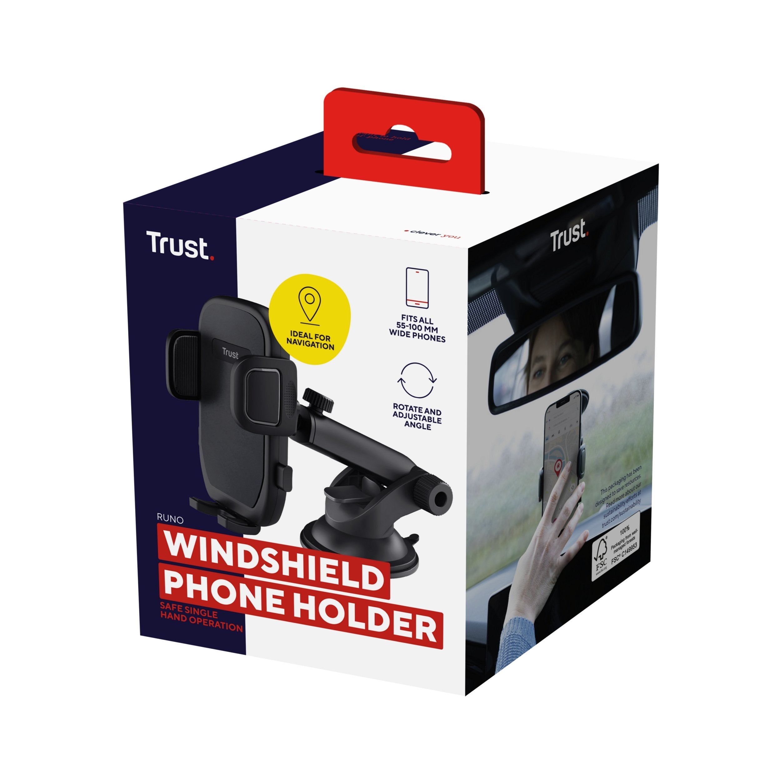 Soporte De Smartphone Para Coche Con Sujeción Para Parabrisas Trust Runo