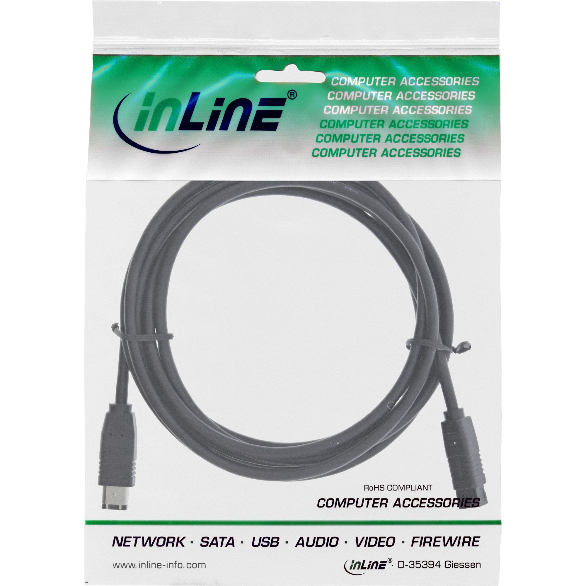 Inline Firewire 400 A 800 1394 Cable 6 A 9 Pin Macho 5m