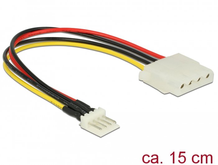 Delock Cable Power Floppy 4 Pin Stecker > Molex 4 Pin Buchse 15 Cm