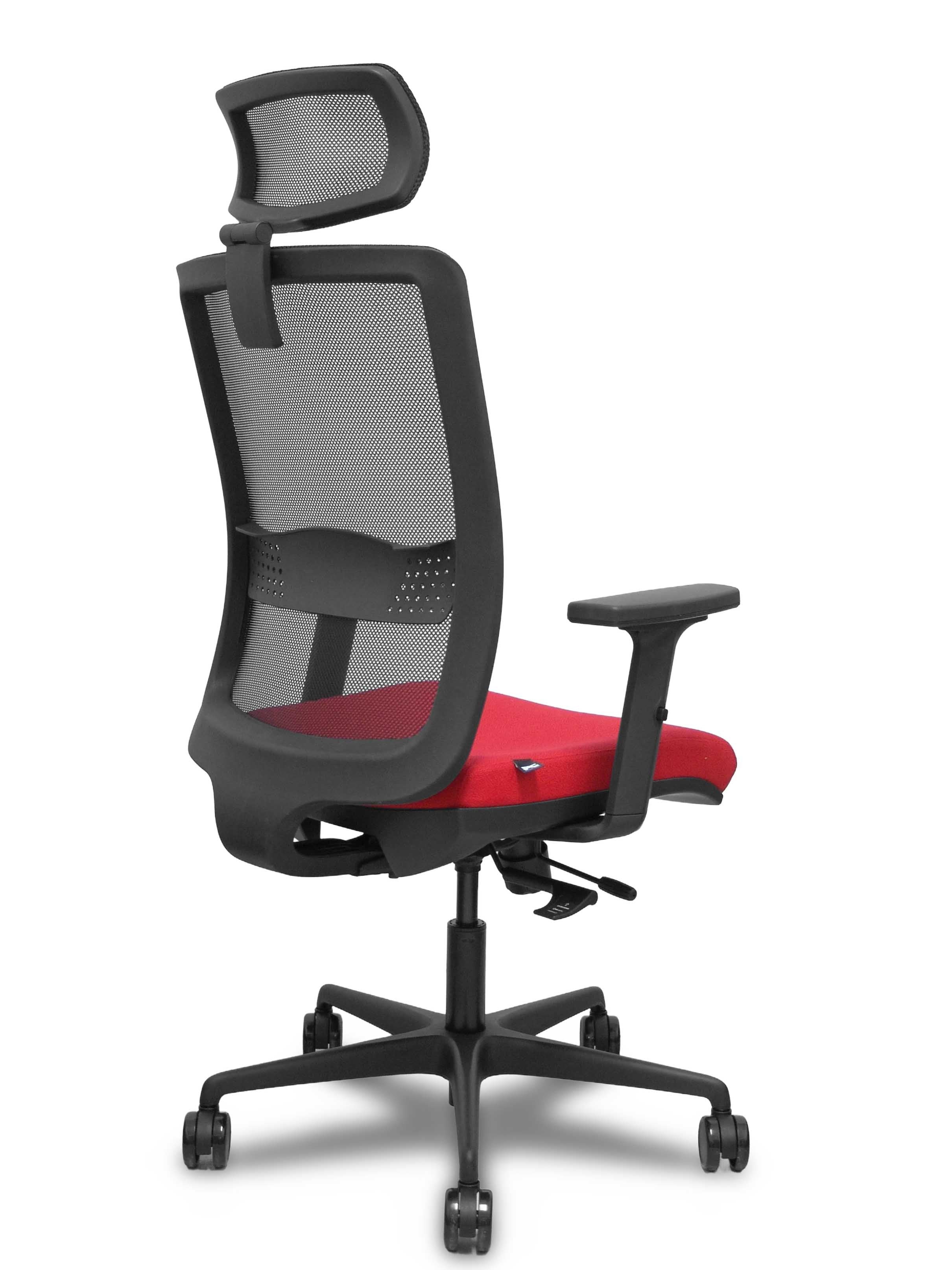 Piqueras Y Crespo Silla Haches Traslack Malla Negra Asiento Bali Rojo Brazos 2d Ruedas 65mm Cabecero Regulable
