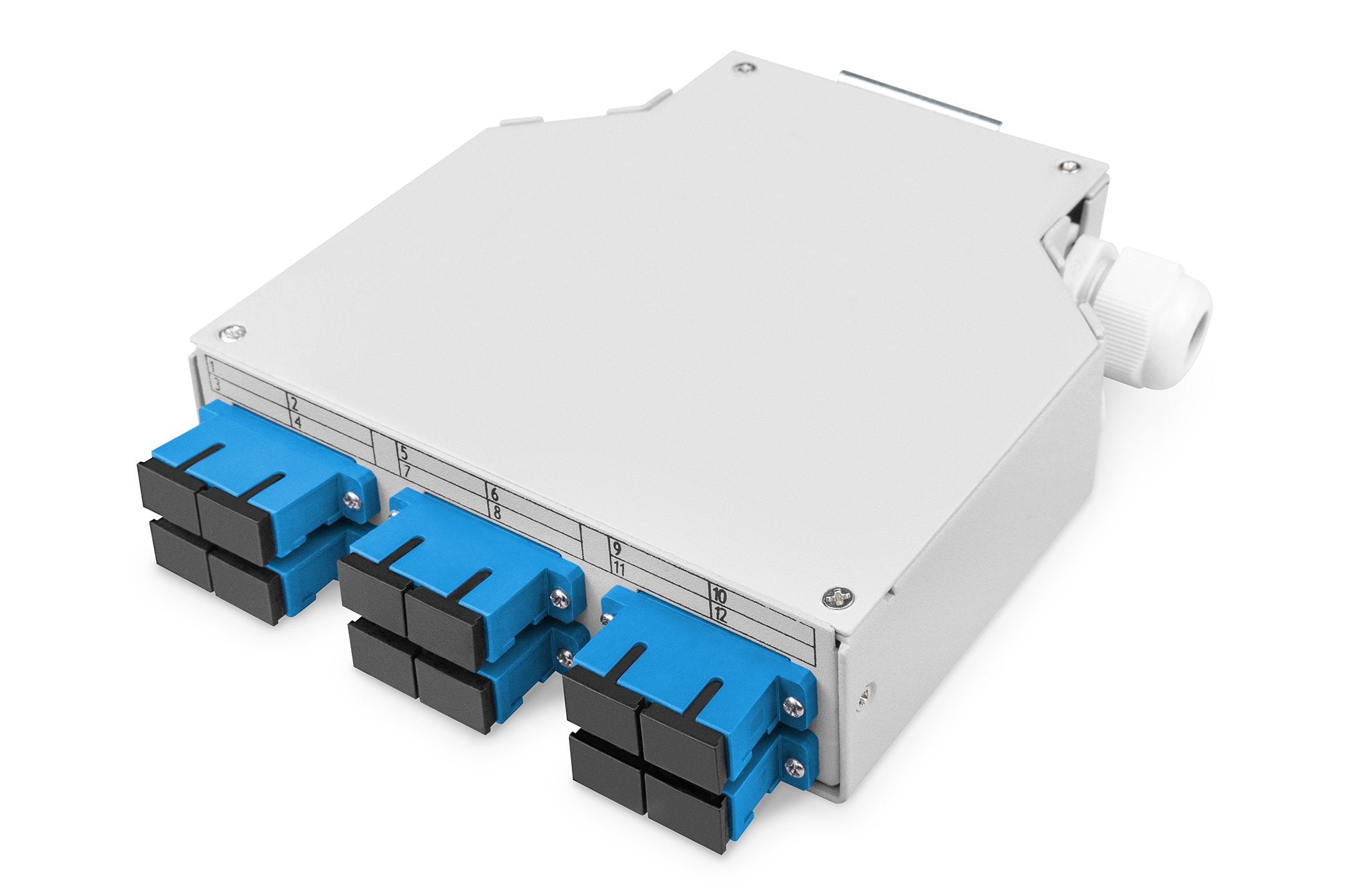 Caja De Fibra Óptica Para Carril Din, Os2, Equipada, Con Adaptador Sc Y Pigtail