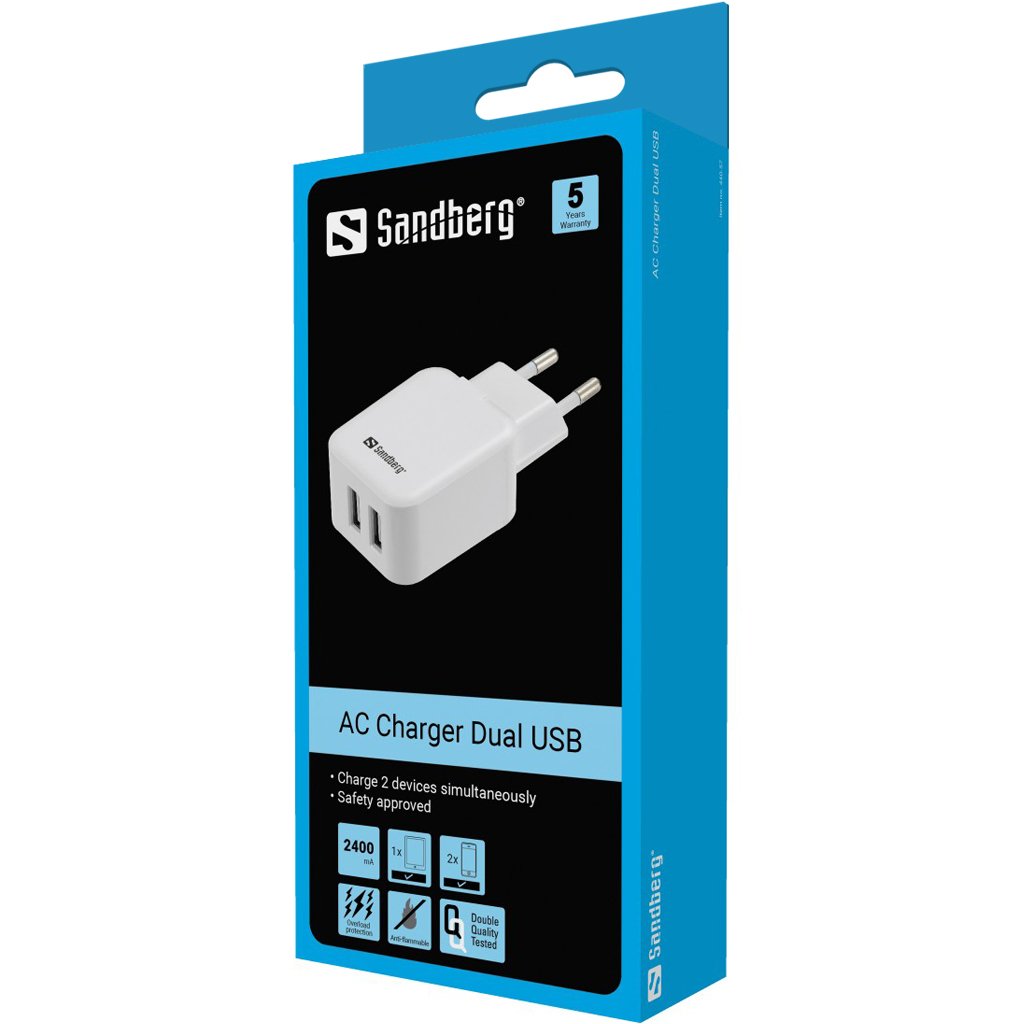 Sandberg Ac Charger Dual Usb 2.4+1a Eu