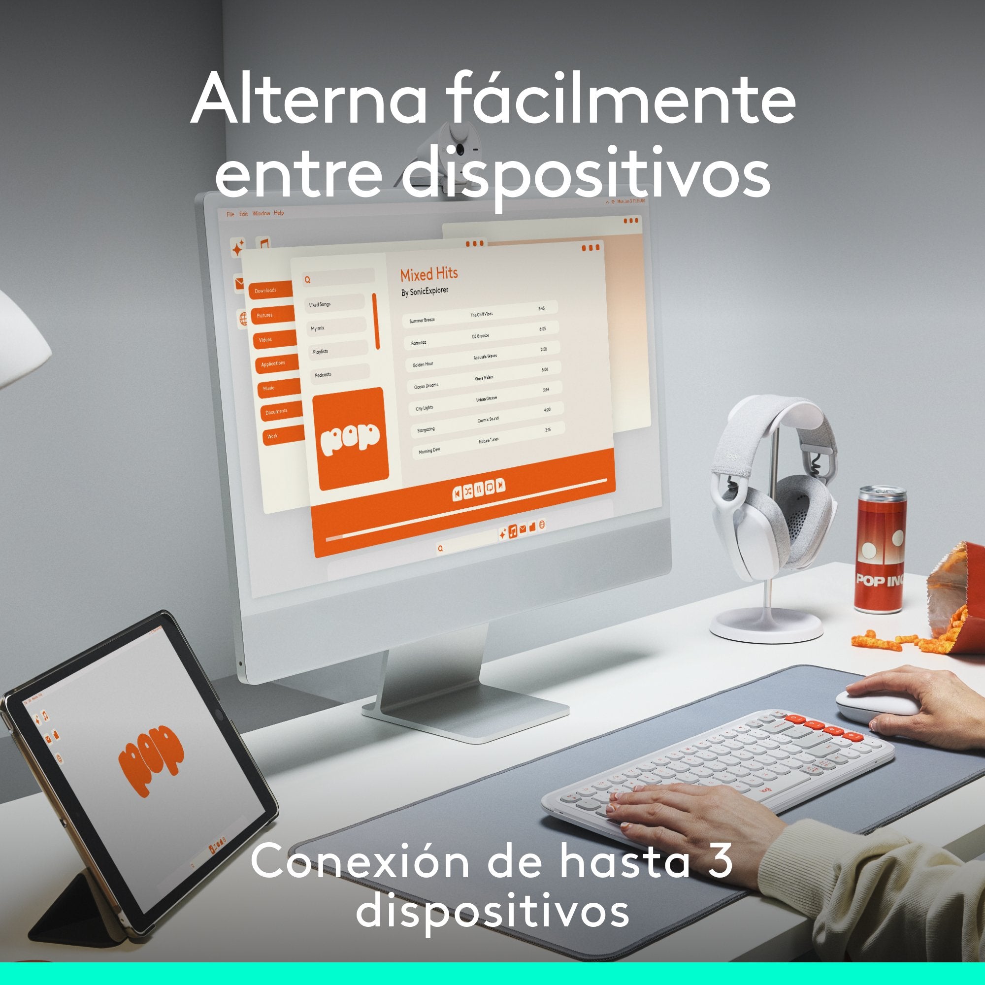 Logitech Pop Mouse, Ratón Inalámbrico Bluetooth Lila