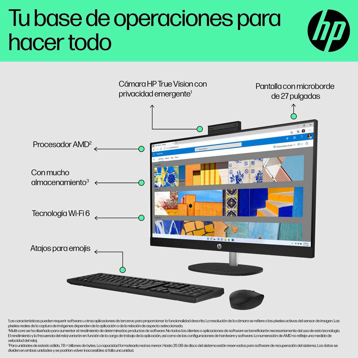 Ordenador All In One Hp 27 Cr0005ns 27" Ryzen 5 16gb 1tb Ssd Freedos Teclado Y Raton Incluidos