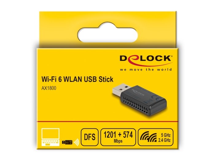 Delock 12772 Usb Wlan Wi-Fi 6 Dual Band Ax1800 (1201 + 574 Mbps)