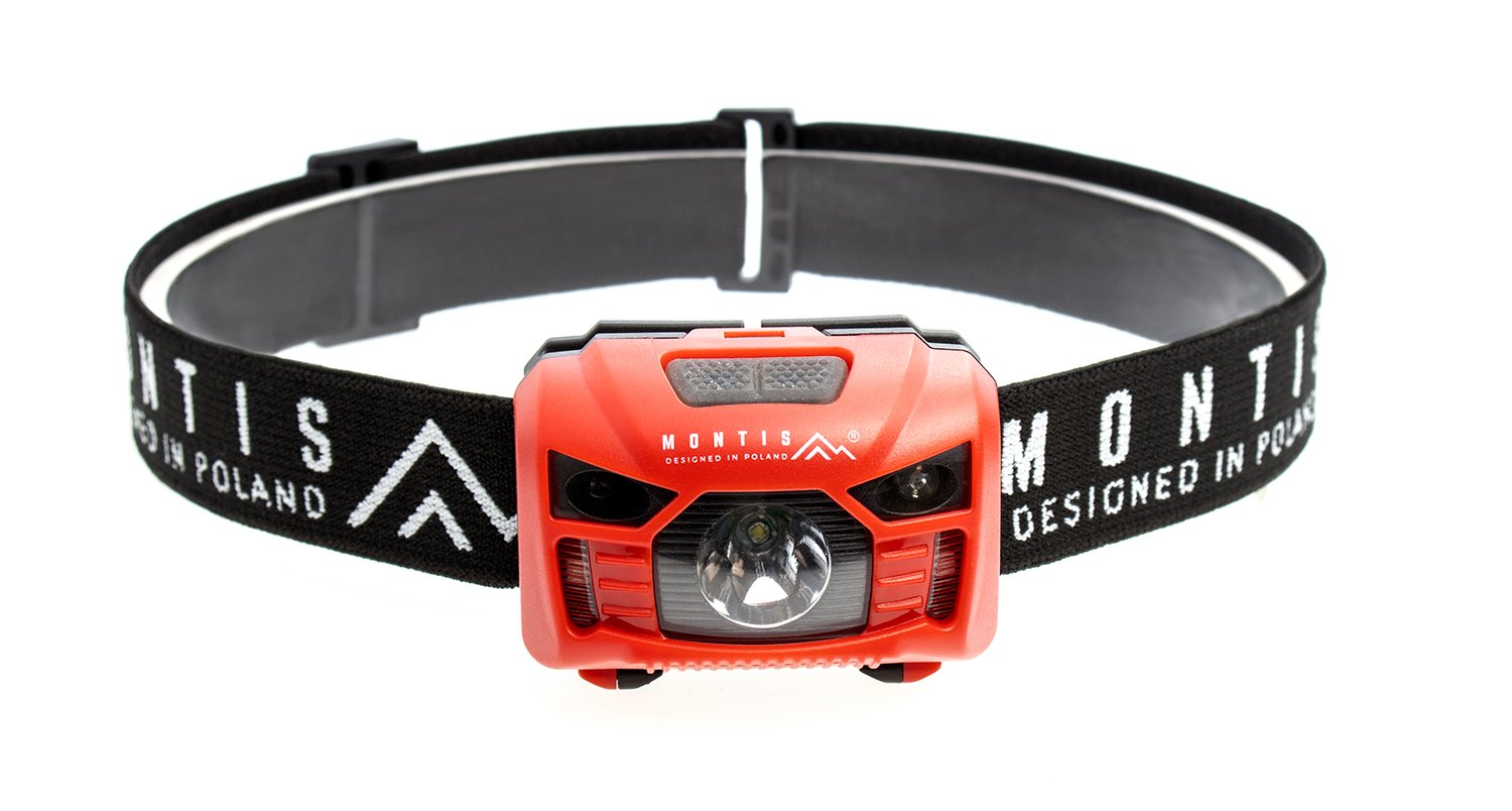 Linterna Montis Bateryjna Latarka Naglowna Z Sensorem Mt002 Rojo, Negro Con Diadema Led