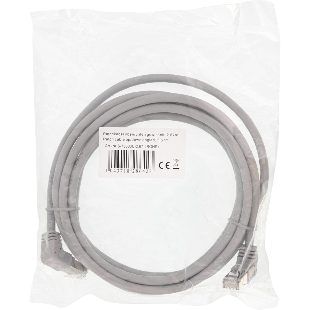 Cable De Red  Inline En Ángulo Ascendente/Descendente, S/Ftp (Pimf), Cat.6, 250 Mhz, Pvc, Cobre, Gris, 2,67 M