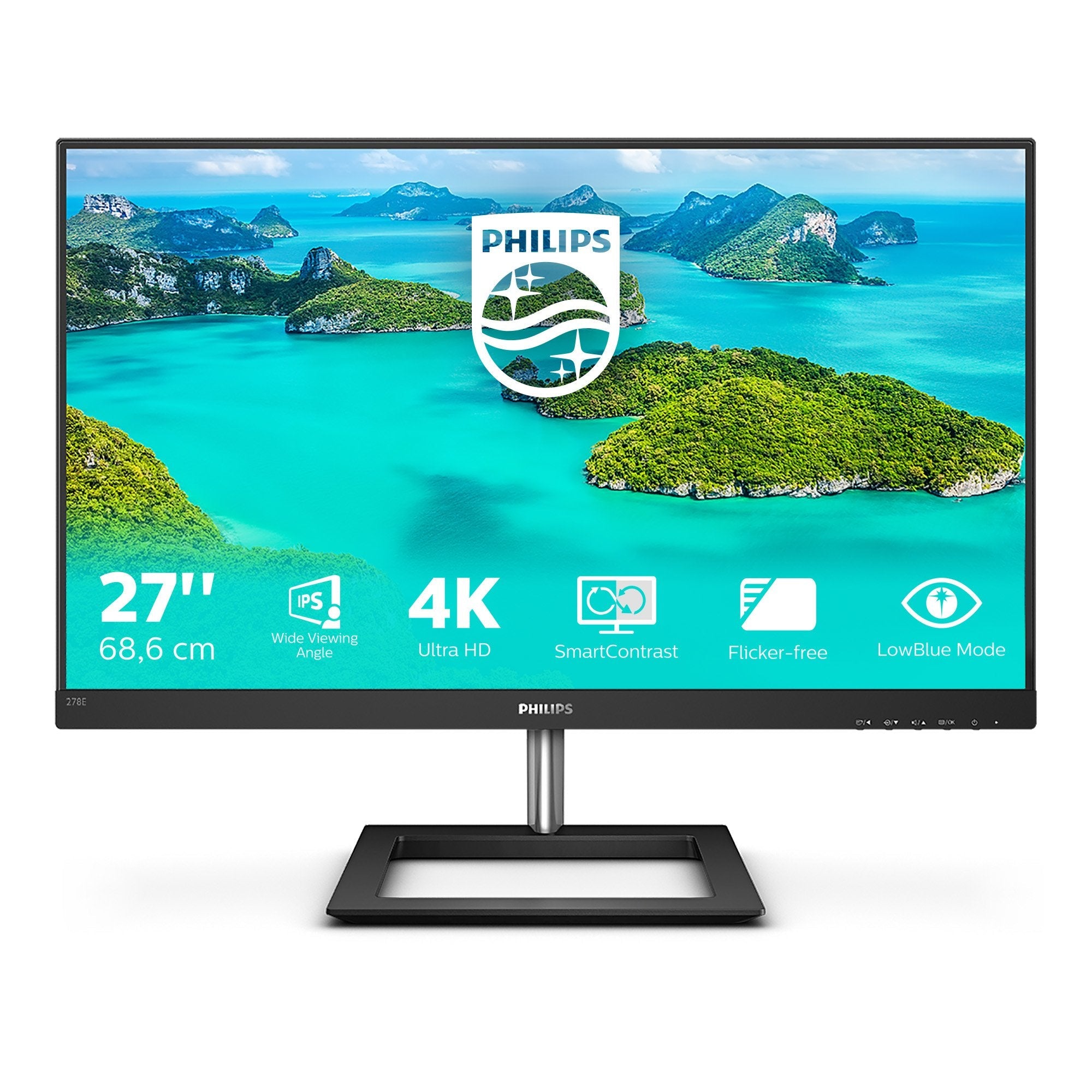 Monitor Philips E-Line 27 278e1a Ips 4k 4ms, 1000:1, Hdmi,Sp, 3 Sides Frameless