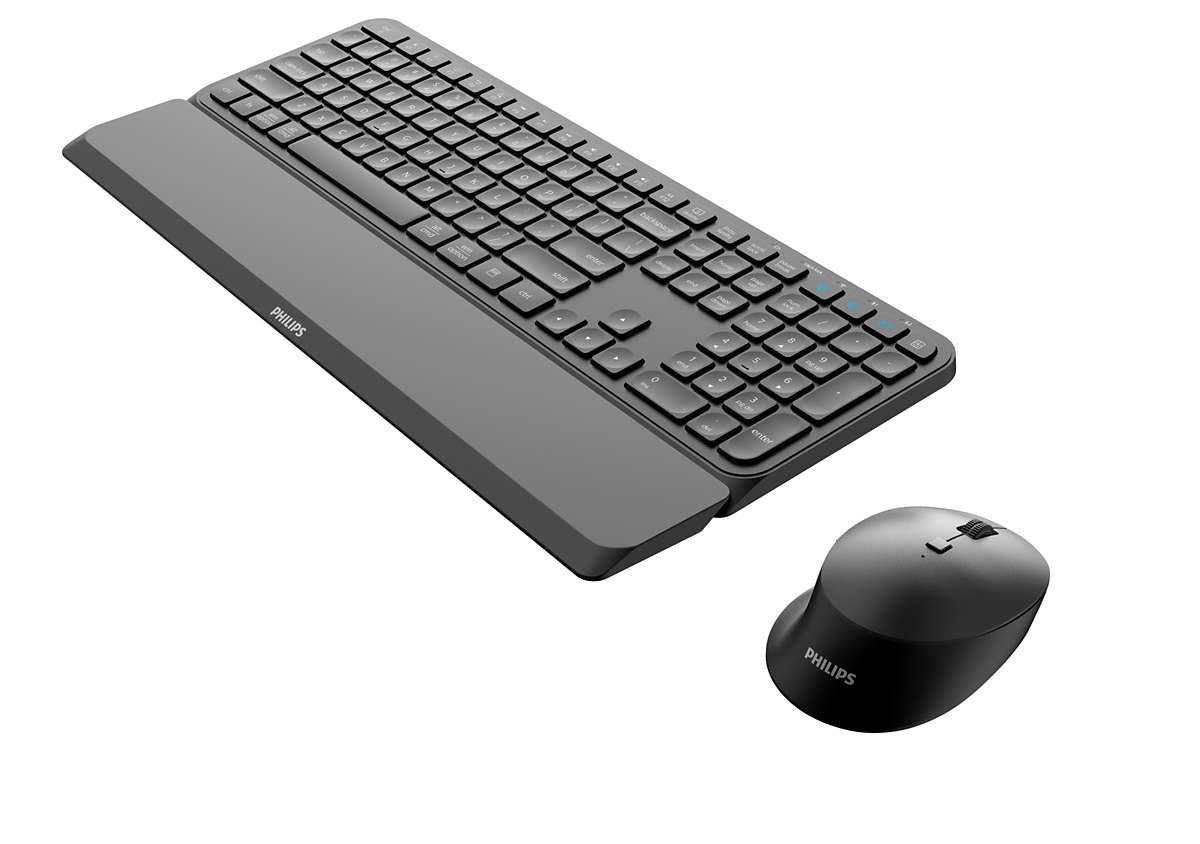 Philips Cableloses Teclado (Aleman)- Und Raton-Set Spt6607b - Negro