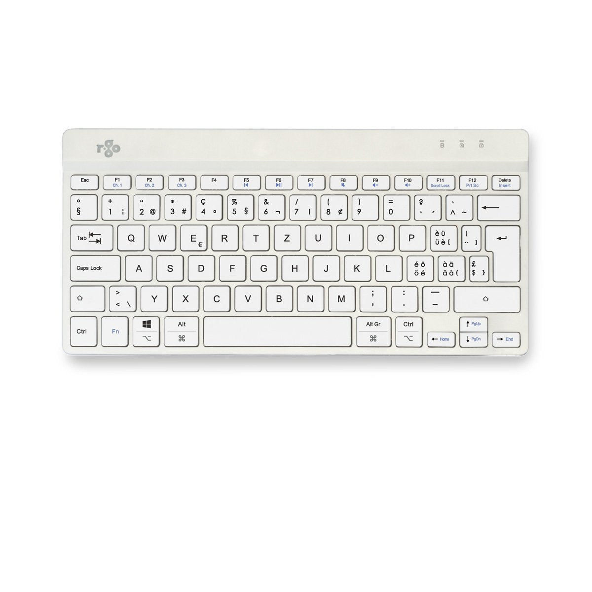 R-Go Compact Break Keyboard,  Qwertz (Ch), Bluetooth, White