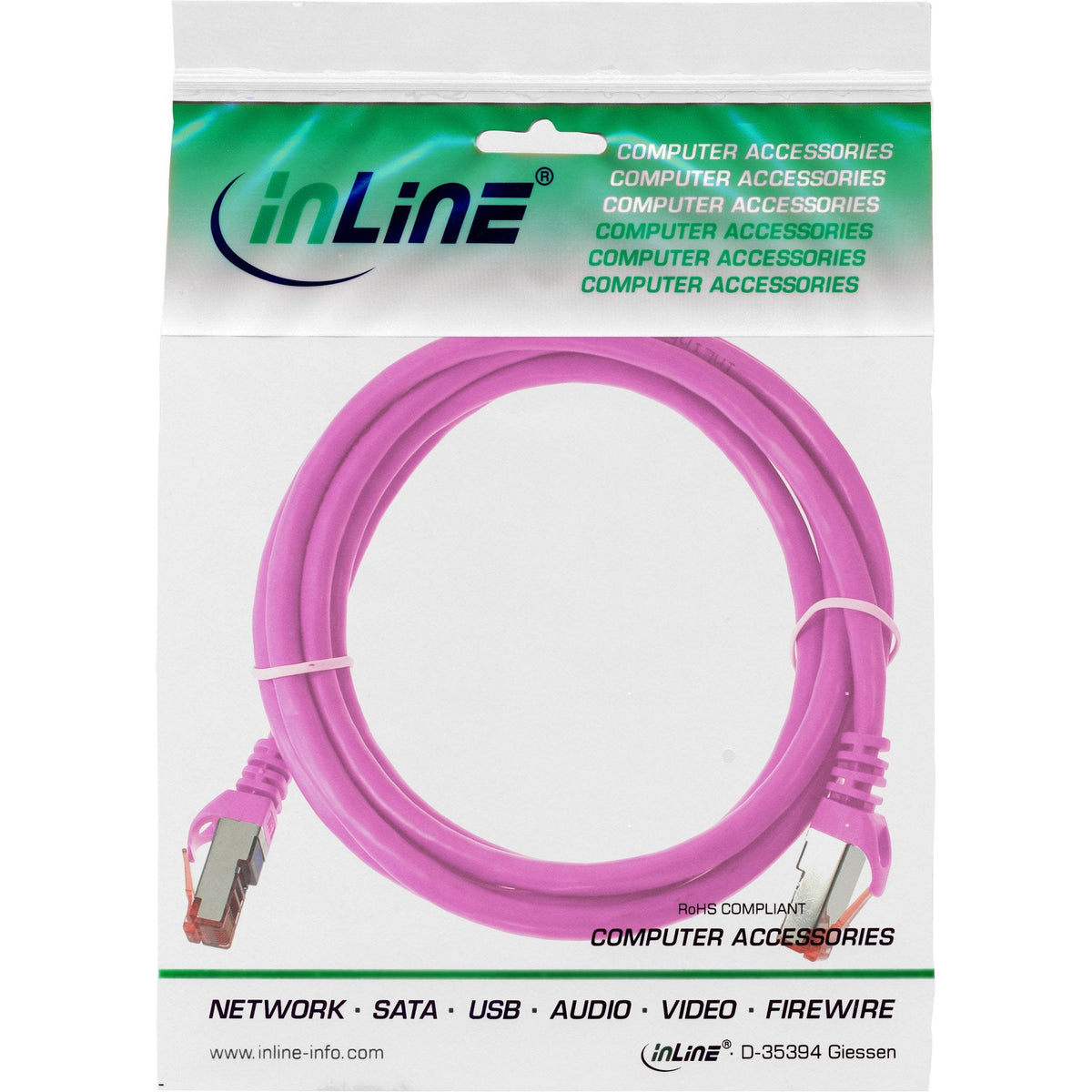 Inline® Cable De Red S/Ftp Pimf Cat.6 250mhz Pvc Cobre Rosa 0.5m