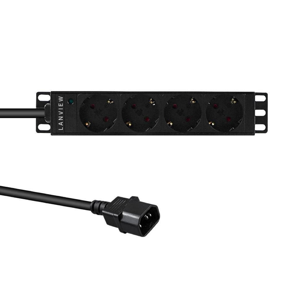 10' Rack Mount Power Strip,  1u, 16a With 4 X Schuko