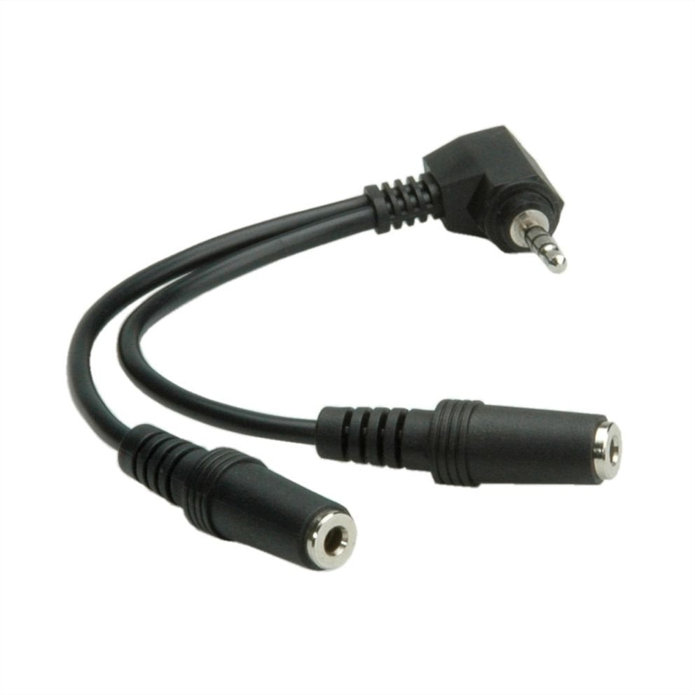 Roline 3,5mm Adapter 4polig (Mikrofon+Lautsprecher), Schwarz, 15 Cm