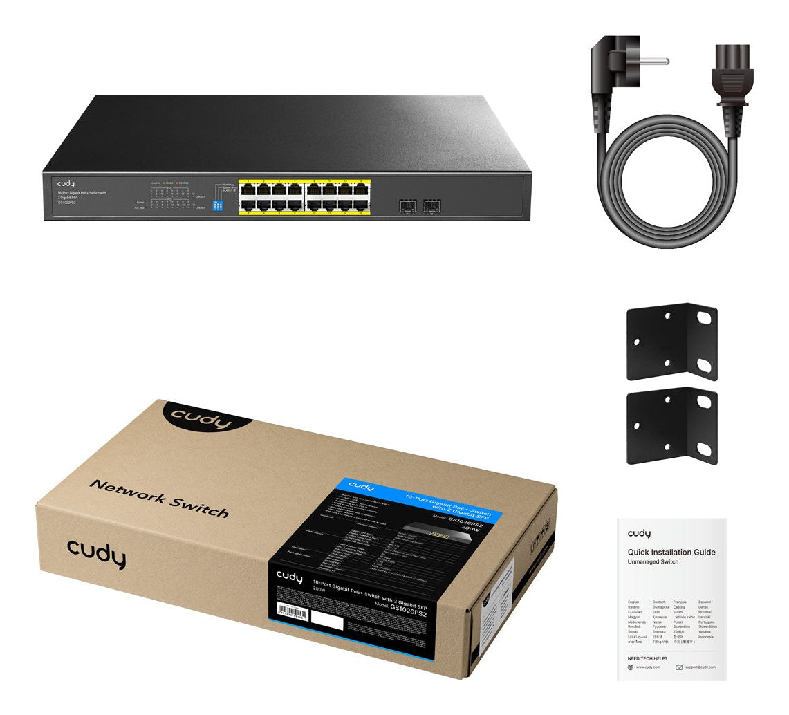 EAN 6971690791131 - Cudy GS1020PS2 switch No administrado Gigabit Ethernet (10/100/1000) Energía sobre Ethernet (PoE) Negro imagen 2