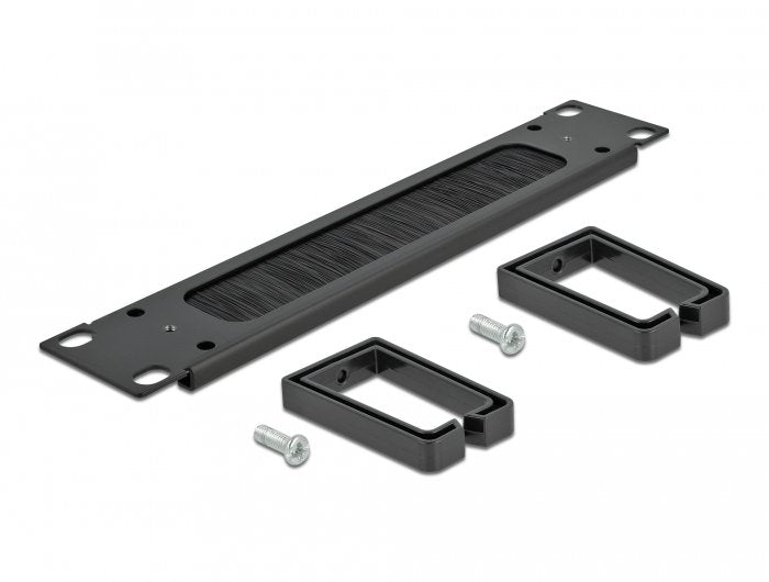 Delock 10" Barra Escobilla Gestión Cable Con 2 Soportes 1 U Negro