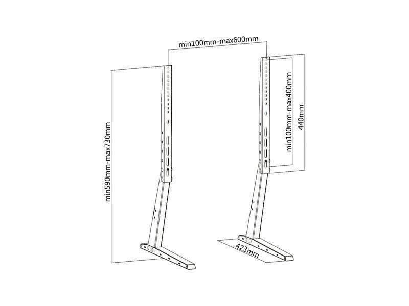Soporte Puremounts Pm-Tvs-02  Para Monitor 165,1 Cm (65") Independiente Negro