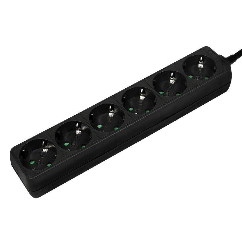 Logilink Regleta De 6 Enchufes Con Bloqueo Para Niños, Negro