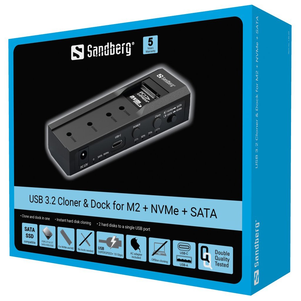 EAN 5705730136498 - Sandberg 136-49 base de conexión para disco duro USB 3.2 Gen 2 (3.1 Gen 2) Type-C Negro imagen 11