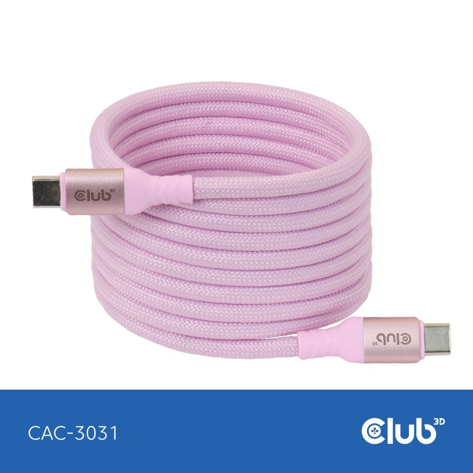 Club3d Lifemyle Usb-C Magnetisches Cable 240w 2m Rosa M M