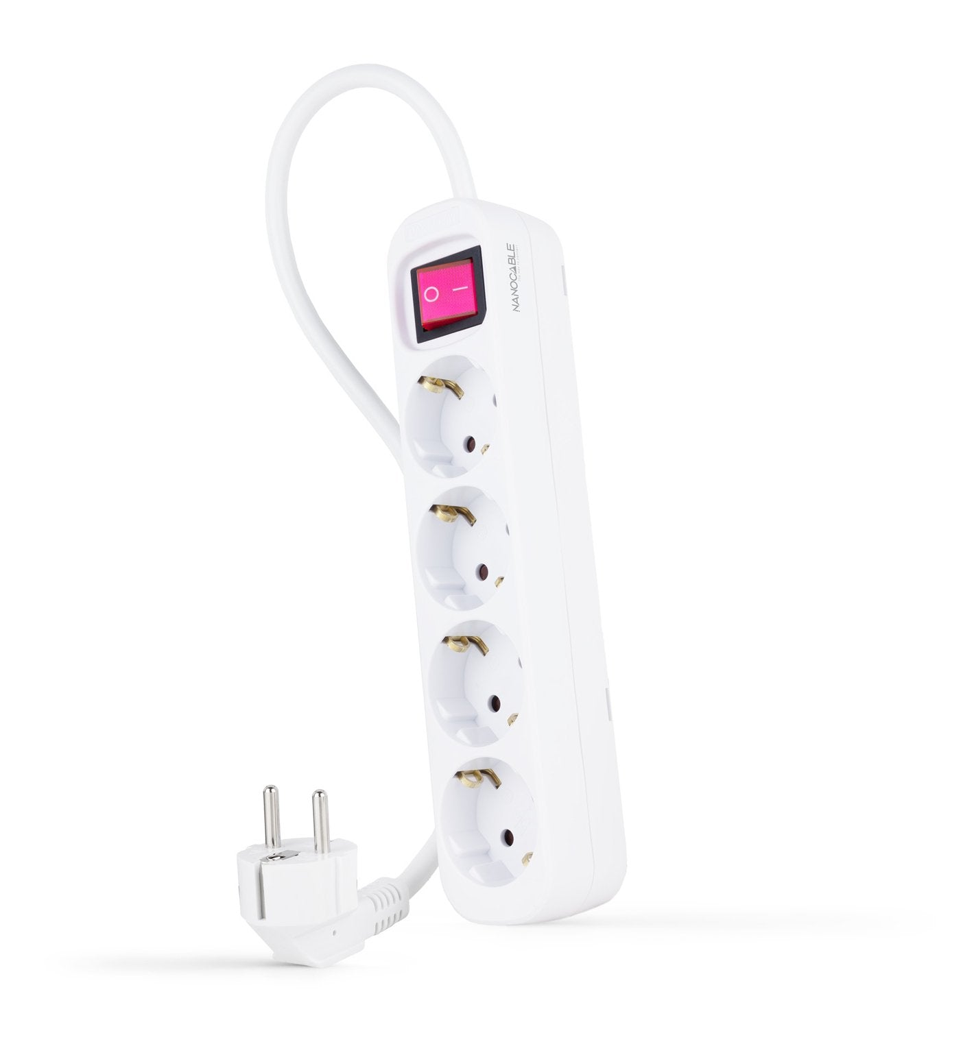 Nanocable Regleta De Proteccion Con 4 Shuckos - Cable De 1.40m - Interruptor On/Off - Blanco