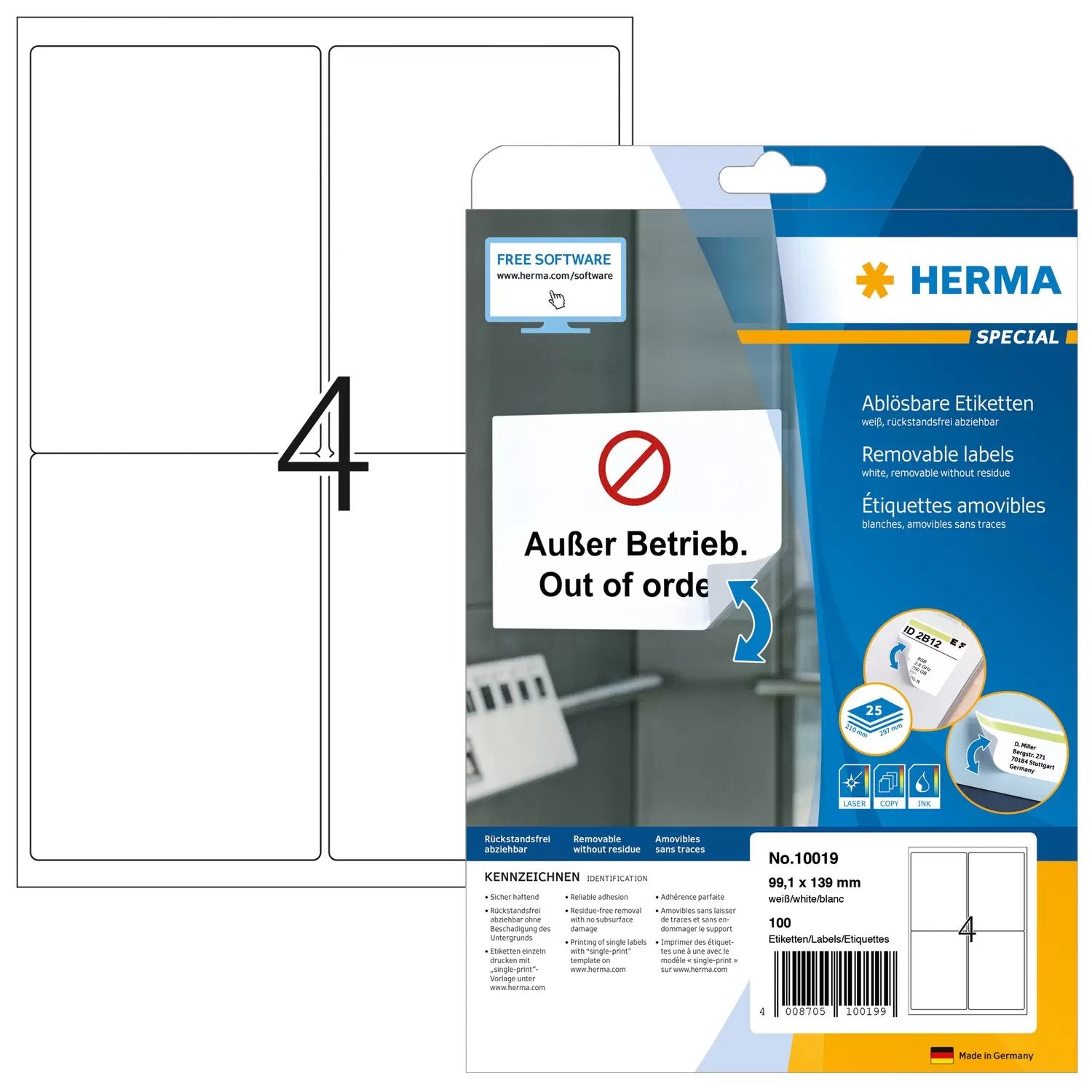 EAN 4008705100199 - HERMA 10019 etiqueta para dirección Blanco imagen 1
