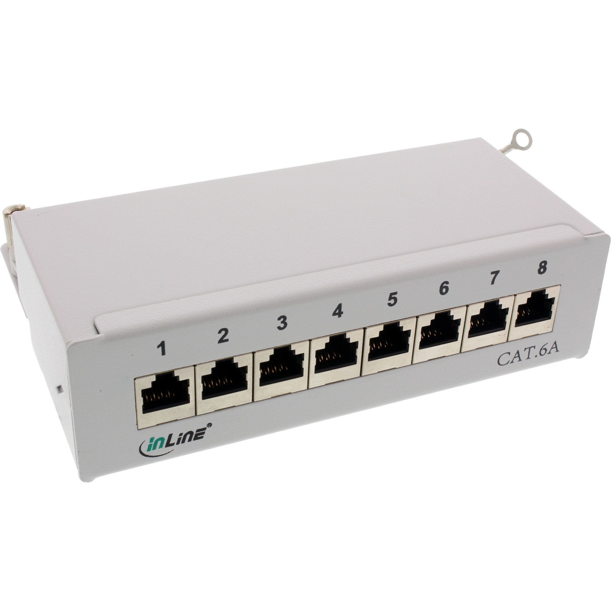 Inline Patch Panel Cat.6a Montaje Mesa/Pared 8 Puertos Gris Claro Ral7035