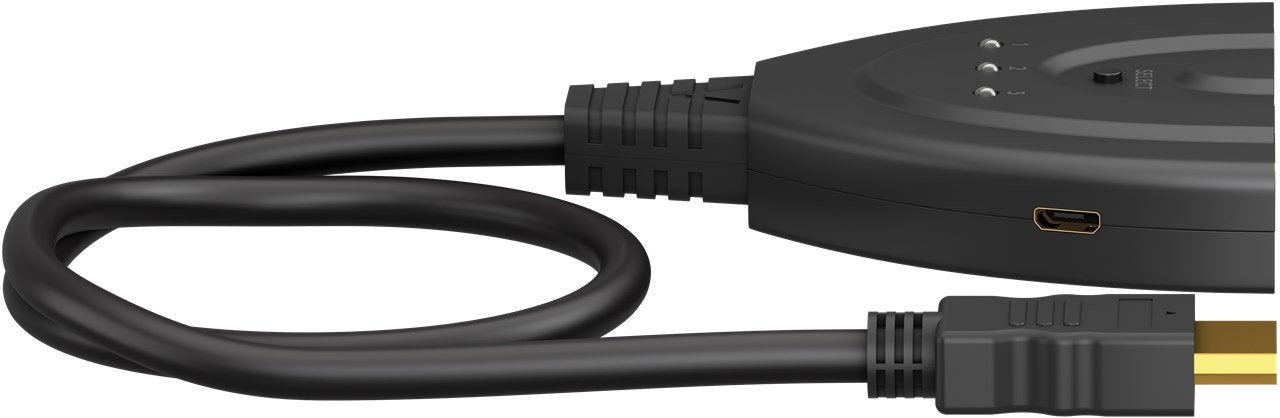 Goobay Switch Hdmi 3 A 1 (4k @ 60hz), Switch Hdmi Negro, Cable De 55 Cm 58488