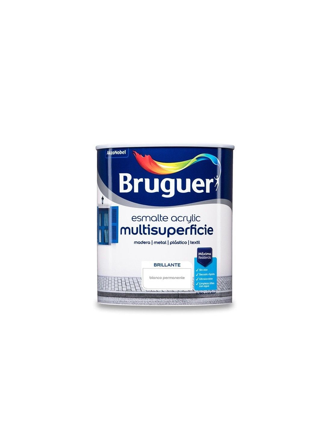Esmalte Acrylic Multisuperficie Brillante Blanco Permanente 0,750l 5057422 Bruguer
