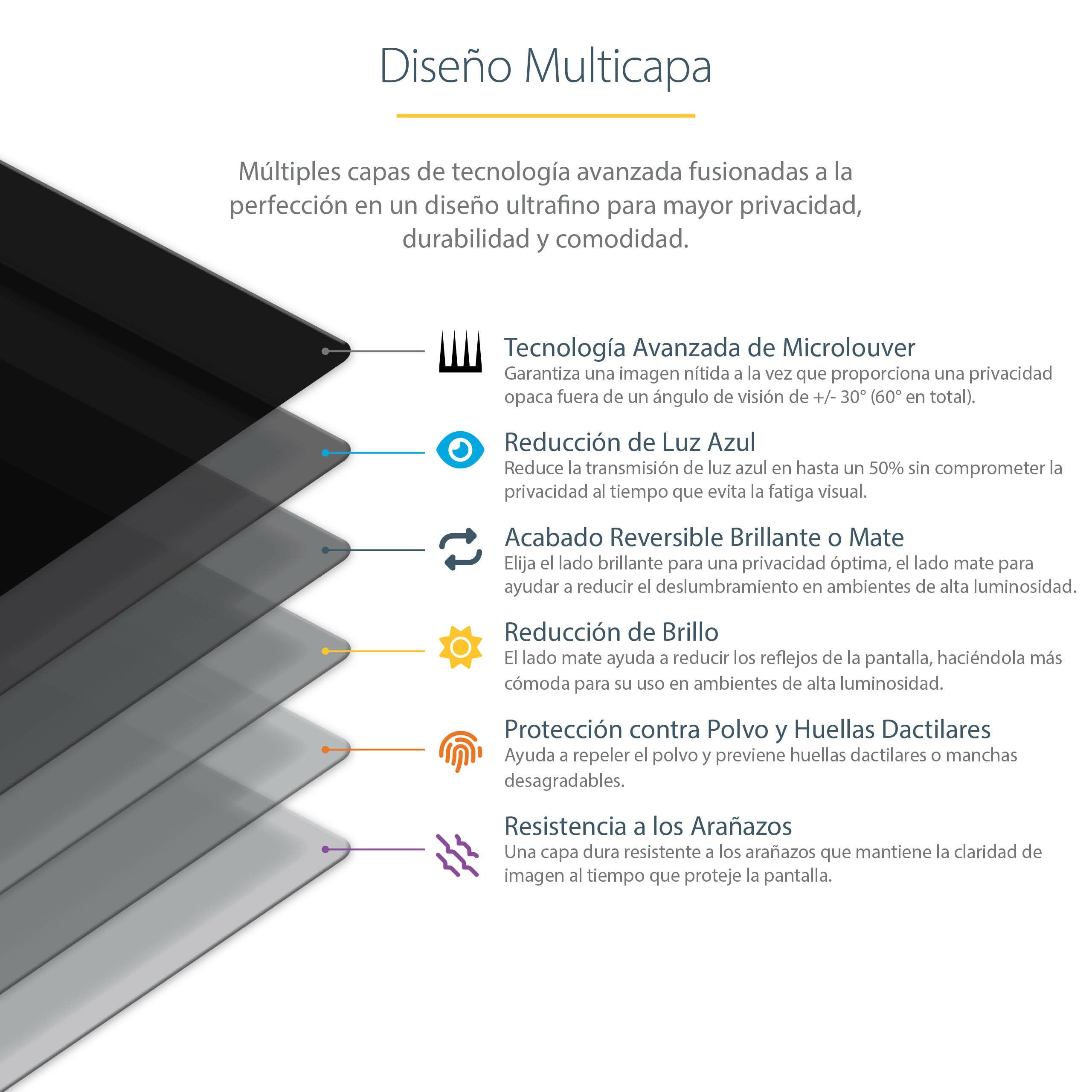 Startech.Com Filtro De Privacidad Para Portátil De 13,3in - Filtro Para Monitor Para Pantalla Ancha 16:9 - Protector De Pantalla - Reducción De Luz Azul Del 51% - Mate/Brillante