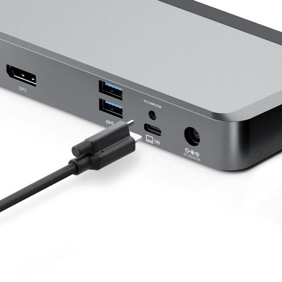 Alogic Duprdx2-100 Base Para Portátil Y Replicador De Puertos Alámbrico Usb 3.2 Gen 1 [3.1 Gen 1] Type-C Negro, Gris