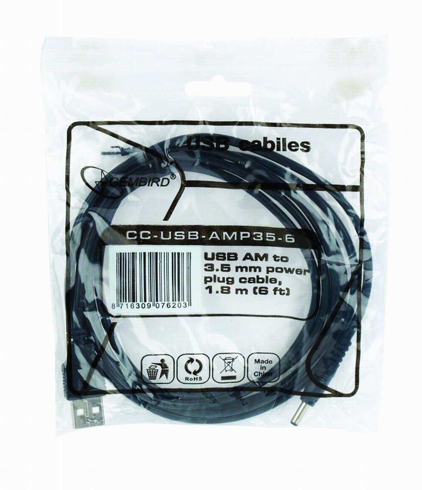 Gembird Cable Usb 2.0 A  Power Plug Dc 3.5mm  1.80m Negro