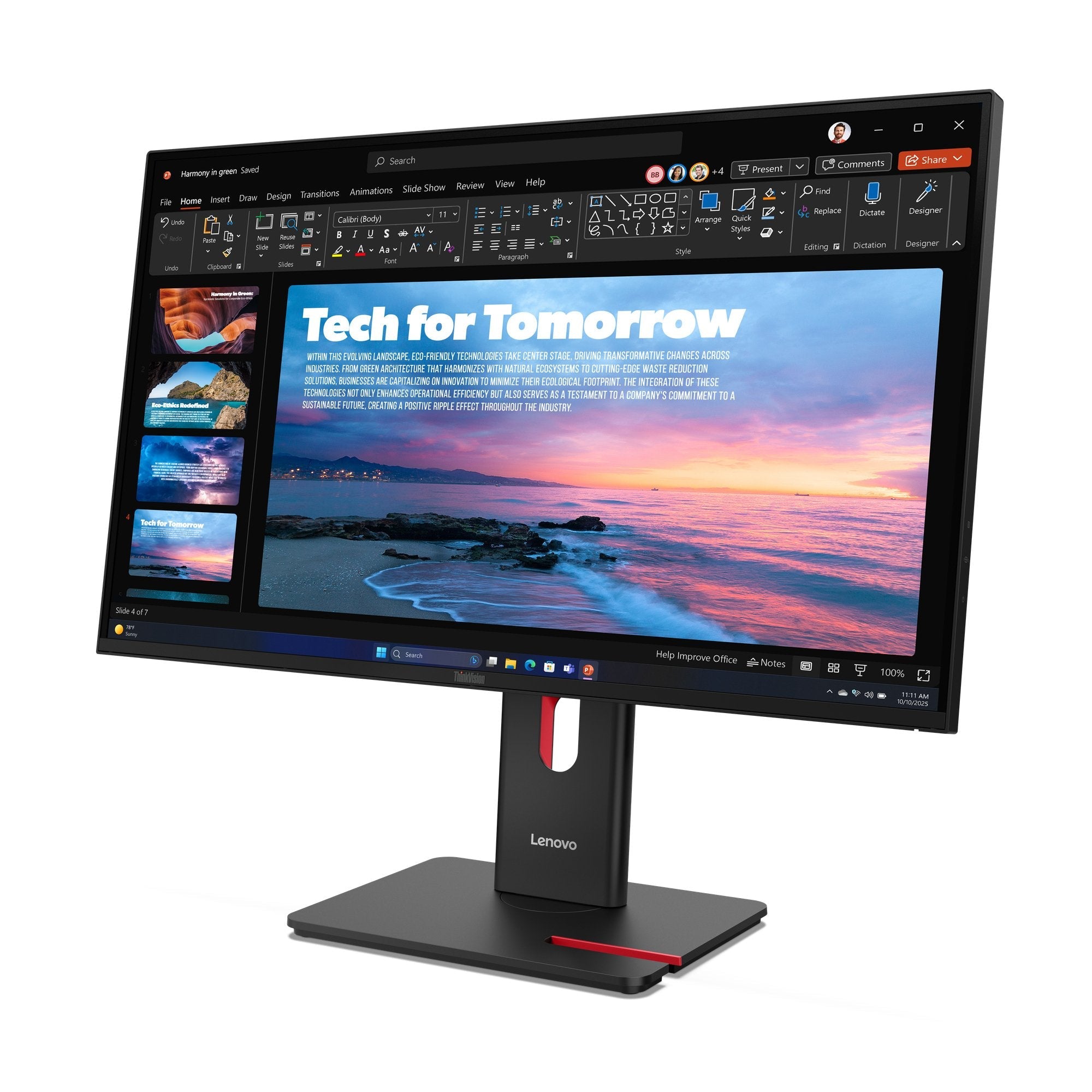 Monitor Lenovo  27" Thinkvision T27qd-40 Led  2560 X 1440 Pixeles Wide Quad Hd Negro
