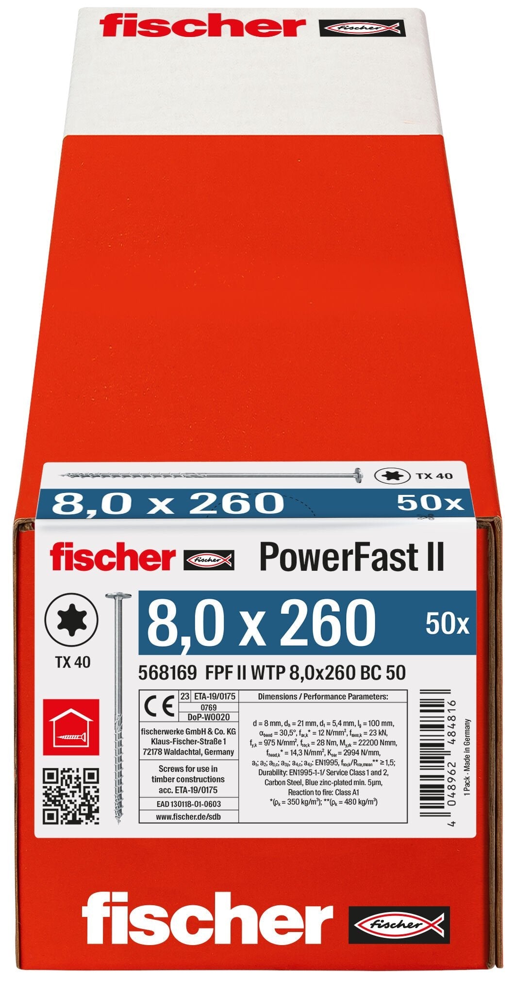 Fischer Powerfast Ii 8,0x260 Tk Tx Tg Blvz 50