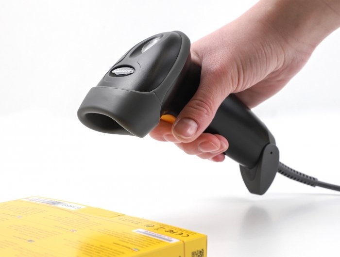 Delock Escáner De Código De Barras Usb 1d Con Cable De Conexión Y Soporte - Láser - Negro
