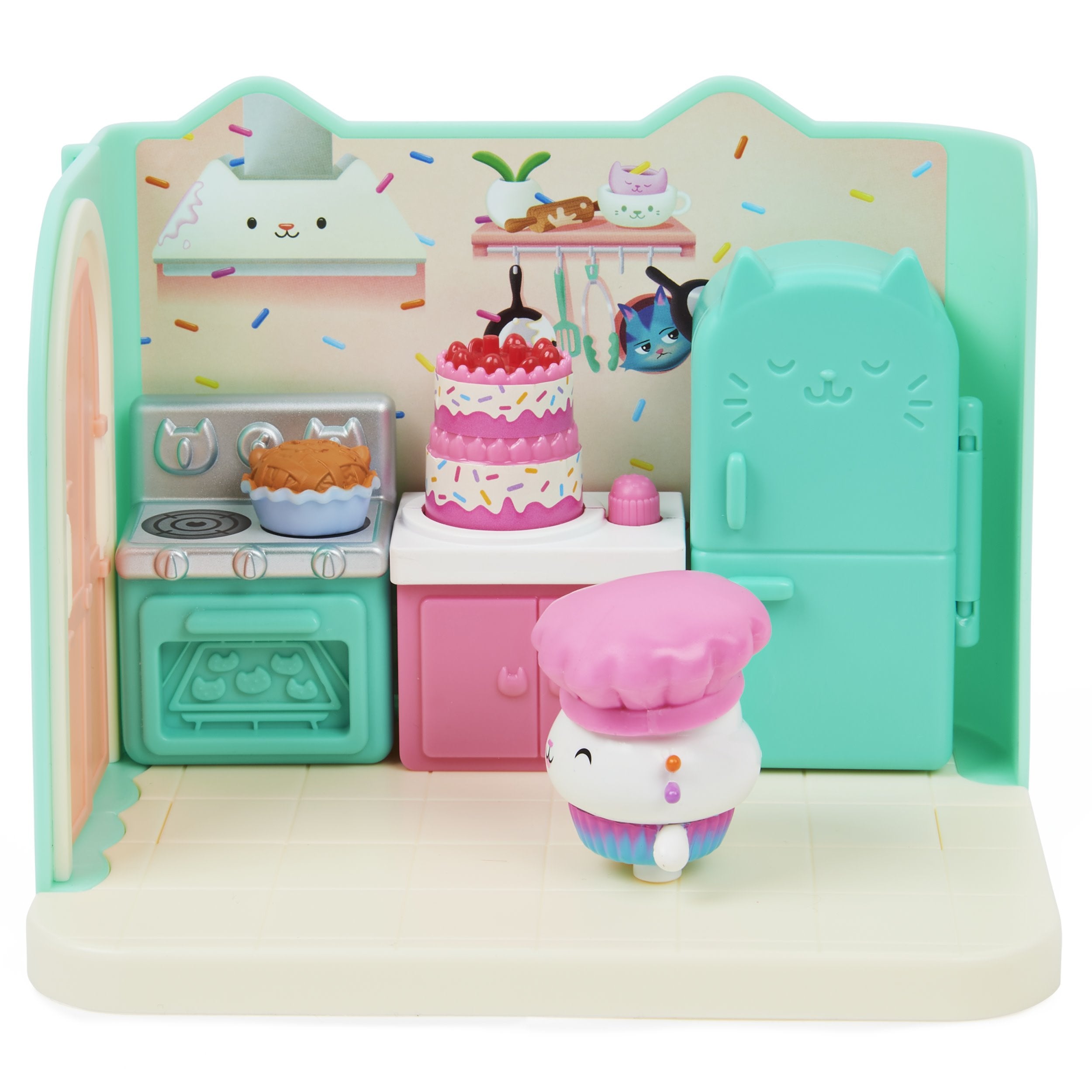 Spin Master Gabby'S Dollhouse Deluxe Room Cocina Con Figura De Gato Kuchi 6062035