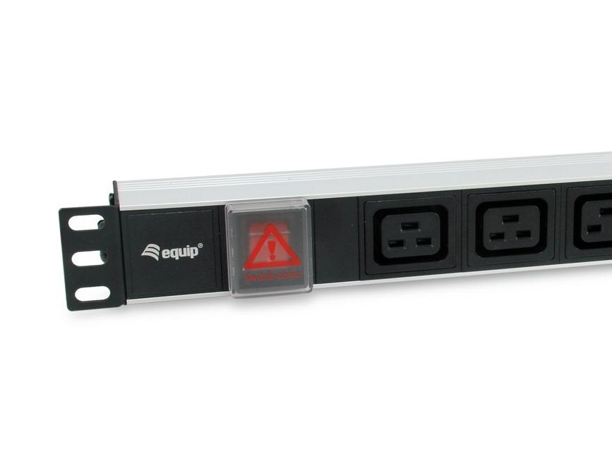 Equip 19" Meckdosenleime Iec C20->6xiec C19+Switch Alu.