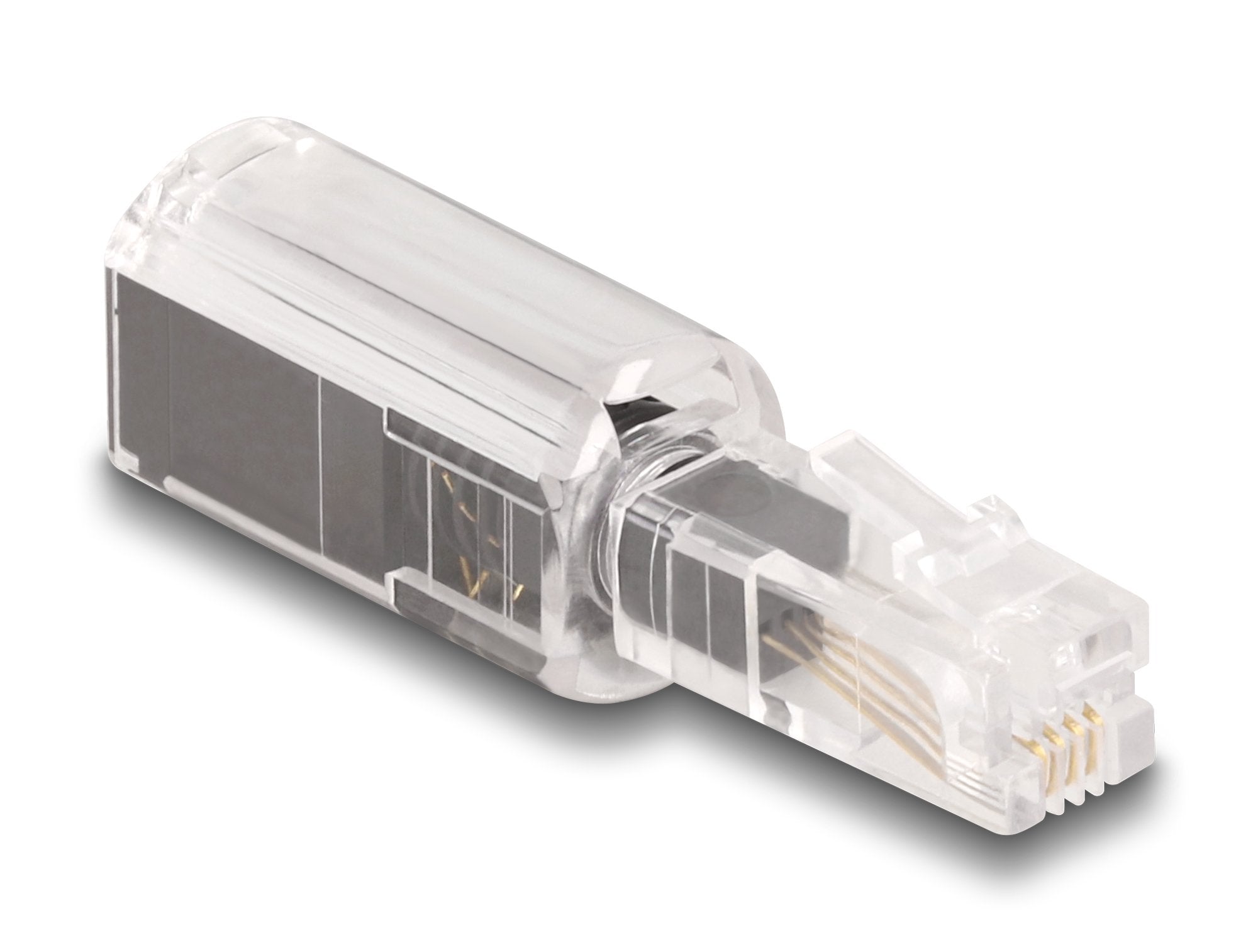 Delock 88168 Cable Telefónico Adaptador Antitorsión Rj10 Macho A Rj10 Hembra Transparente / Negro