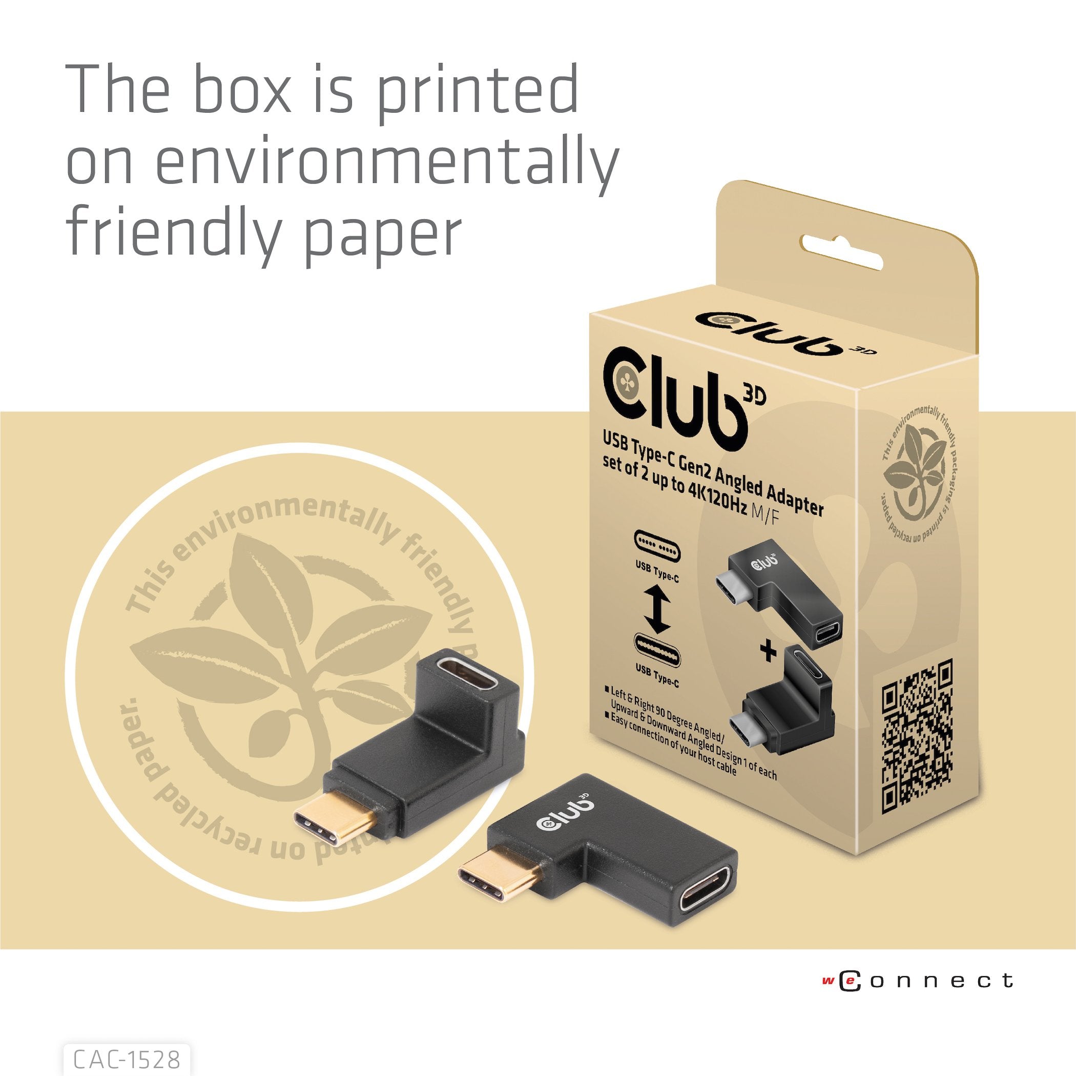 Adaptador Club3d Usb 3.2 Tipo C <> Usb 3.2 Tipo C En Ángulo M/H Retail