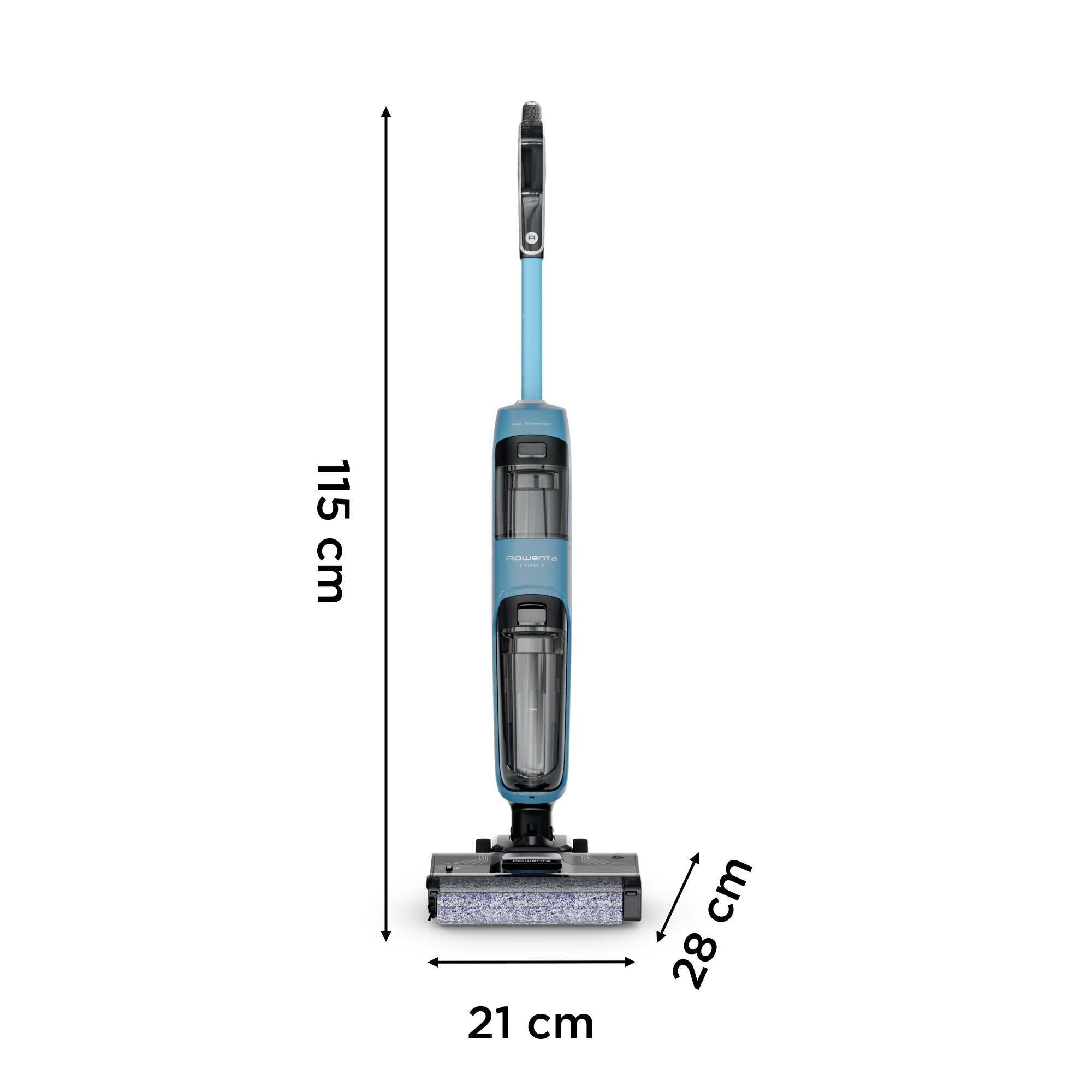 Rowenta X-Clean 2, Aspiradora Fregona Eléctrica Sin Cable Con Tecnología Wet & Dry, Autolimpieza, Aspira Y Friega, Modos Eco/Max, Ligera, Limpieza De Bordes, Azul Aqua, Gz2271e0