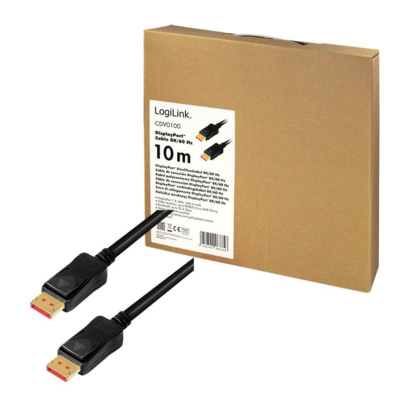 Cable Displayport  Macho-Macho De 10m Amplificado 8k Dp1.4